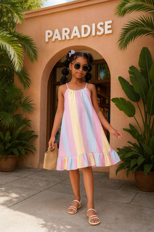 MULTICOLOR STRIPE HOLIDAY DRESS